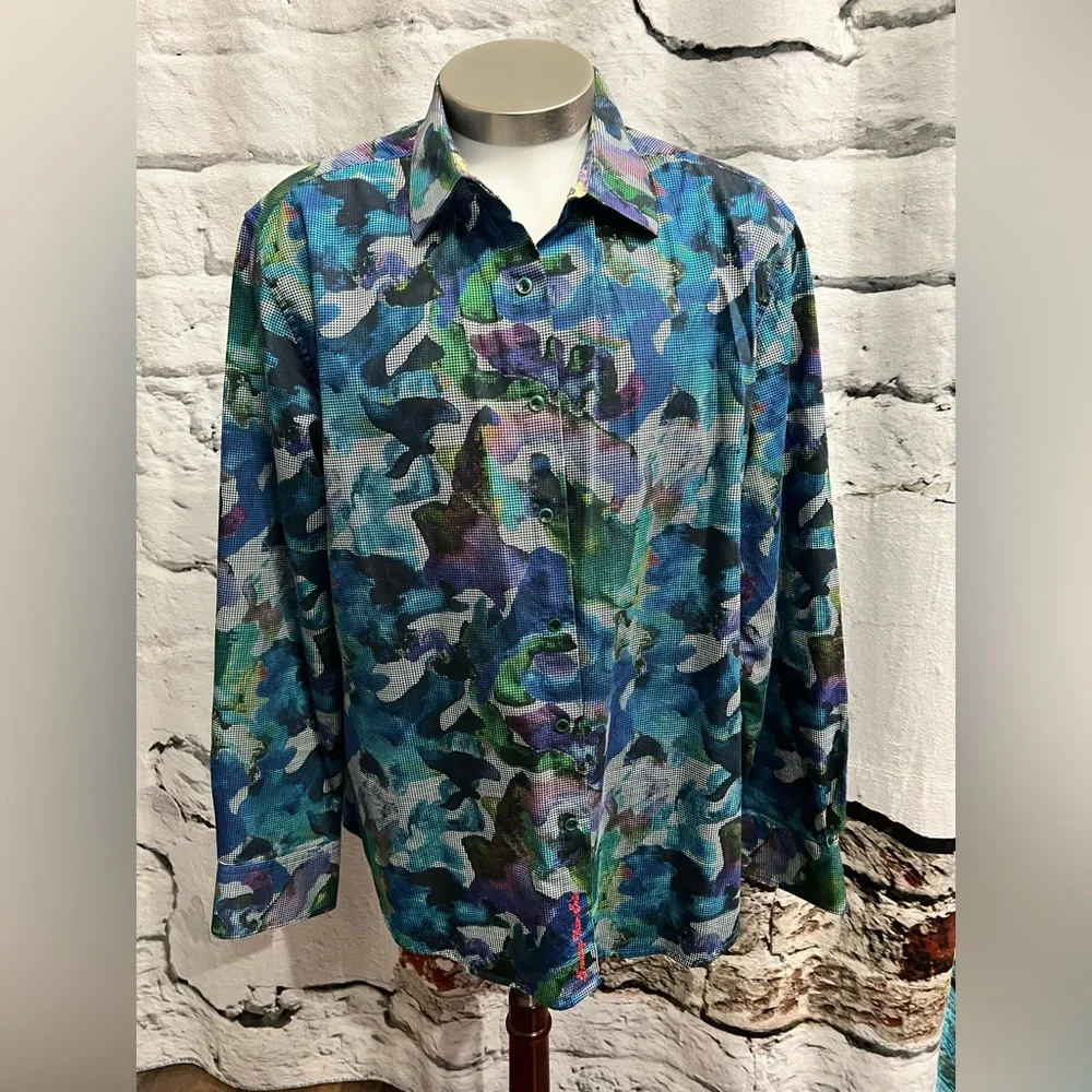 ROBERT GRAHAM‎ 100% COTTON CLASSIC FIT A.S. ROMA MEN`S SHIRT COLORFUL - Picture 7 of 12